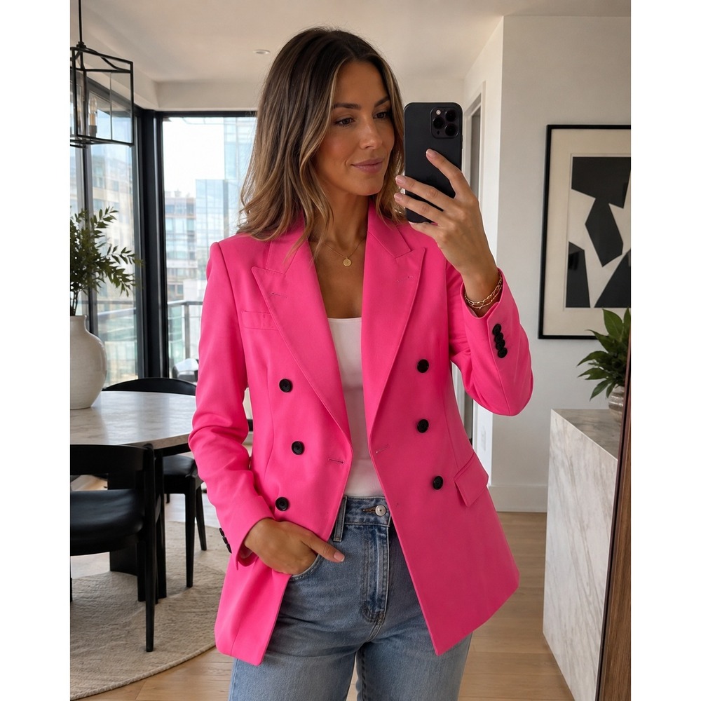 Smythe Blazer Womens 12 Pink Double Breasted $895 Tailored Jacket